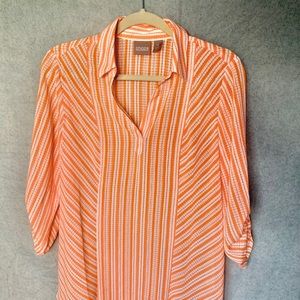 Orange and White patterned blouse